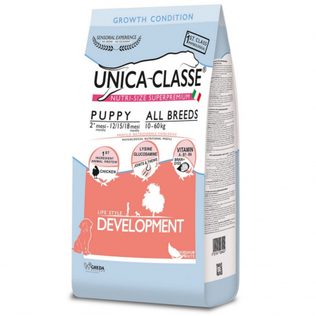 Hrana Uscata Caini - Hrana uscata pentru caini Unica Classe Junior, Toate rasele, Dezvoltare, cu Pui, 12kg