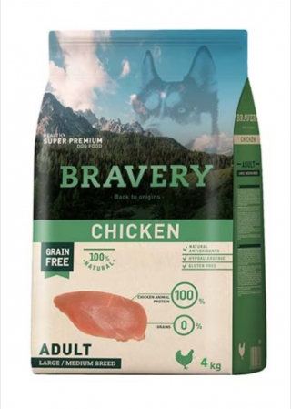 Hrana Uscata Caini - Hrana Uscata Caini, Bravery , Adult Medium large Pui, 4kg