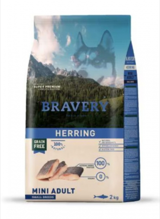 Caini - Hrana Uscata Caini, Bravery , Adult Mini Hering, 7kg