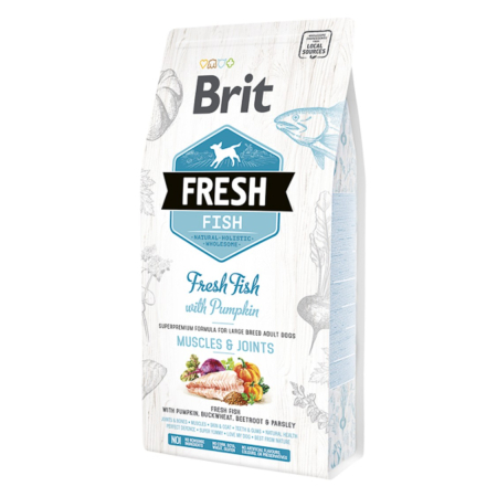 Caini - Hrana uscata pentru caini, Brit Fresh Fish and Pumpkin Adult Large 12 kg