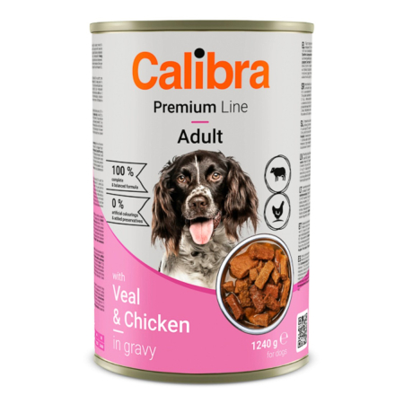 campanie royal saci adult - Hrana umeda caini, Calibra Dog Premium Can with Veal & Chicken 1240 g