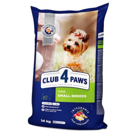 Caini - Hrana uscata  caini, CLUB 4 PAWS Premium for small breeds for adult dogs, 14 kg