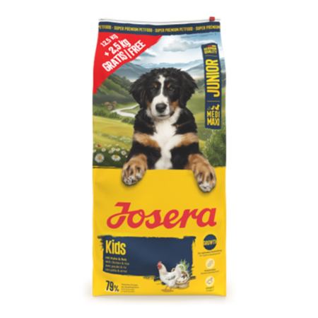 Hrana Uscata Caini - Hrana uscata caini juniori, Josera Medi/Maxi Junior Kids Promo Pack 12,5 + 2,5 kg