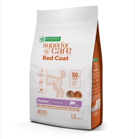 Hrana Uscata Caini - Hrana uscata caini, Superior Care Red Coat Grain Free Junior Small&Mini Breeds cu Somon 1.5 kg