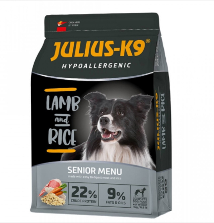 Hrana Uscata Caini - Hrana uscata caini premium, Julius K9 Senior - hipoalergenica - Miel si Orez - 12kg