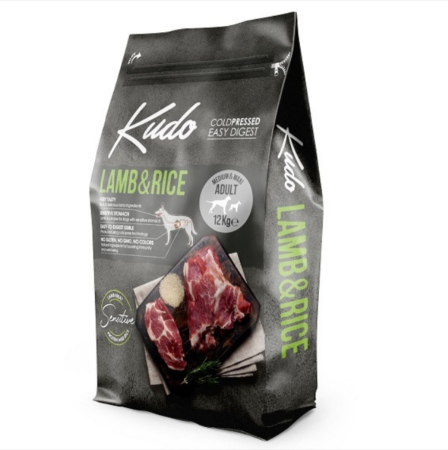 Pro Plan caine si pisici - Kudo Adult Mediu-Maxi Sensitive - Hrana uscata caini, presata la rece - Miel si Orez - 12kg