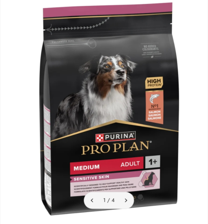 Pro Plan caine si pisici - Hrana Uscata caini, Pro Plan Adult Medium Sensitive Skin Somon, 3 kg