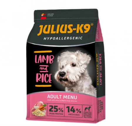 Pro Plan caine si pisici - Hrana uscata caini premium, hipoalergenica - Miel si Orez Julius K-9- 3kg