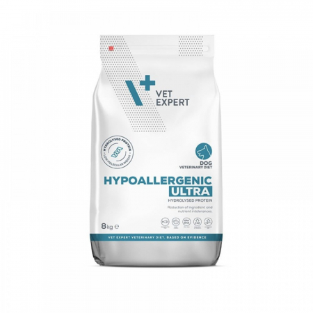 Diete veterinare caini - Hrana uscata, dieta veterinara, pentru caini adulti, HYPOALLERGENIC ULTRA, Vet Expert, 8 kg