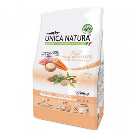 Hrana Uscata Pisici - Hrana uscata Natura Unica pisici de interior cu Pui, morcov si orez 10 kg