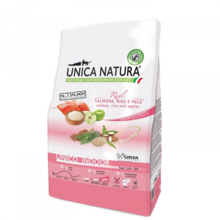 Hrana Uscata Pisici - Hrana uscata Natura Unica pisici de interior cu Somon, orez si mere 10kg