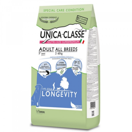 Caini - Hrana uscata pentru caine Adult Toate rasele Longetivitate cu Somon Unica Classe 12kg