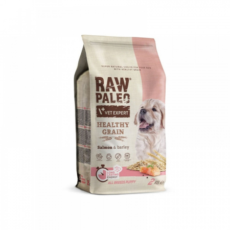 Caini - Hrana uscata pentru catei junior, RAW PALEO HEALTHY GRAIN, somon, 10kg