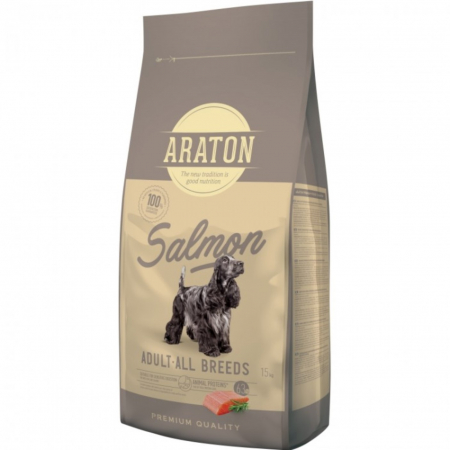 Hrana Uscata Caini - Hrana Uscata pentru caini ARATON Dog Adult Salmon 15 kg