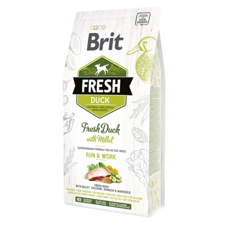 Caini - Hrana uscata pentru caini, Brit Fresh Duck and Millet Active 2.5 kg