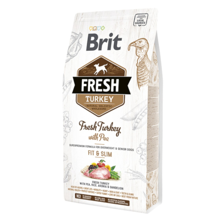 Caini - Hrana uscata pentru caini, Brit Fresh Turkey and Pea Light Fit and Slim 2.5 kg