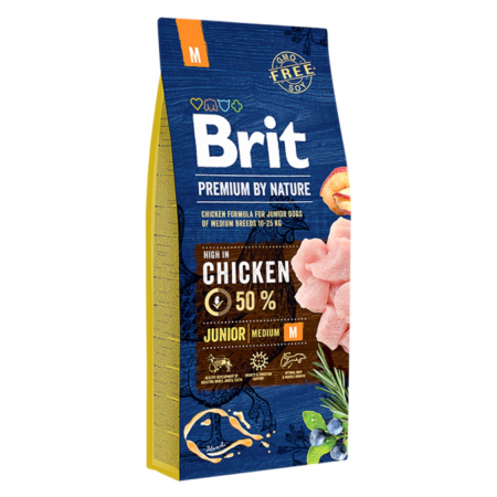 Caini - Hrana uscata pentru caini Brit Premium by Nature Junior M 15 kg