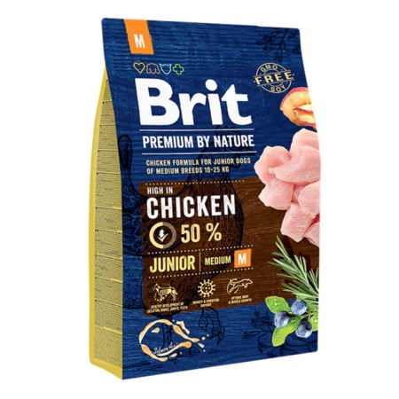 Hrana Uscata Caini - Hrana uscata pentru caini Brit Premium by Nature Junior M 3 kg