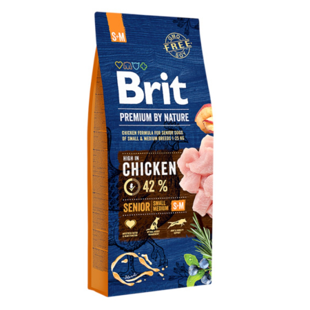 Hrana Uscata Caini - Hrana uscata pentru caini Brit Premium by Nature Senior S plus M 15 kg