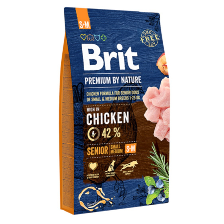 Caini - Hrana uscata pentru caini Brit Premium by Nature Senior S plus M 8 kg