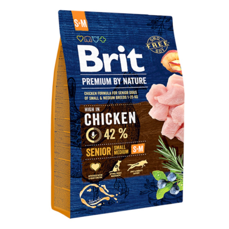 Caini - Hrana uscata pentru caini Brit Premium by Nature Senior S plus M 3 kg