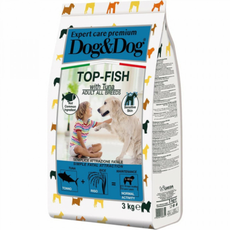 Hrana Uscata Caini - Hrana uscata pentru caini cu Ton Dog&Dog Expert Premium Ingrijire Peste-Top  3 kg