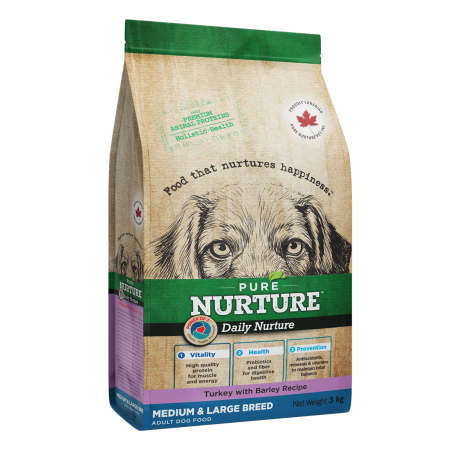 Hrana Uscata Caini - Hrana uscata pentru caini de talie medie si mare Pure Nurture, curcan, 12.5 kg