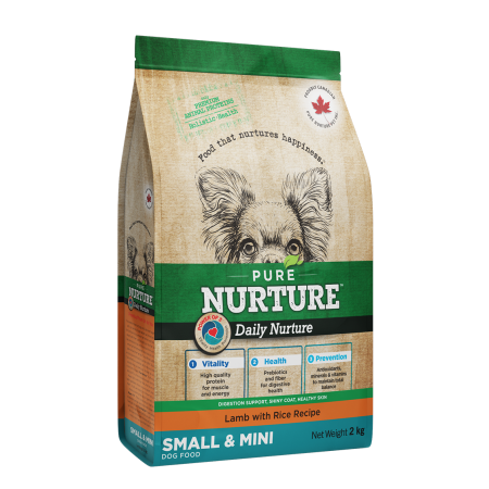 Hrana Uscata Caini - Hrana uscata pentru caini de talie mica si mini Pure Nurture, cu miel si orez, 2kg