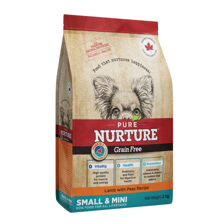 Hrana Uscata Caini - Hrana uscata pentru caini de talie mica si mini Pure Nurture Grainfree, cu miel si mazare, 2kg