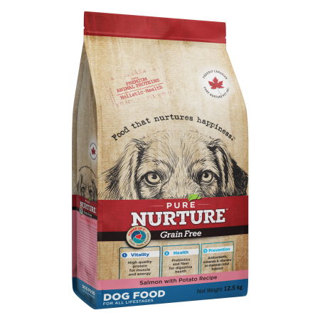 Hrana Uscata Caini - Hrana uscata pentru caini de toate varstele Pure Nurture Grainfree, cu somon si cartofi, 12.5 kg