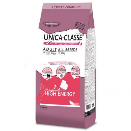 Caini - Hrana uscata pentru caini Unica Classe Adult, Toate rasele, Esenta Holistica, cu Vita, 12kg