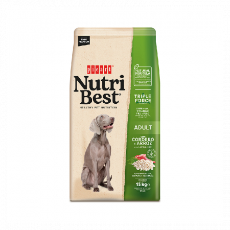 Hrana Uscata Caini - Hrana uscata pentru caini  Premium Nutribest Adult cu Miel si Orez, 15 kg