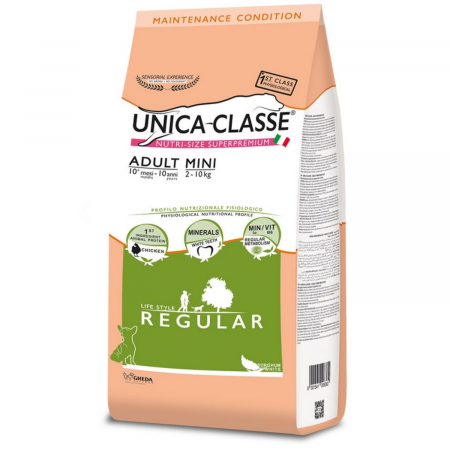 Hrana Uscata Caini - Hrana uscata pentru caini Unica Classe Adult Mini Regular, cu Pui, 2kg