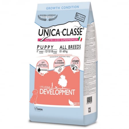 Hrana Uscata Caini - Hrana uscata caine Unica Classe Junior Toate rasele, Dezvoltare, cu Pui, 3kg