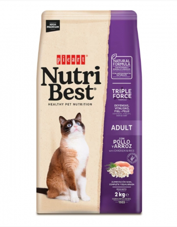 Hrana Uscata Pisici - Hrana uscata pentru pisici adulte Nutribest Cat Adult, Pui si Orez, 2kg