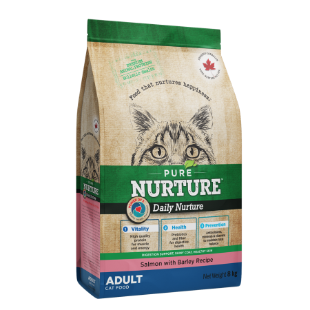 Pisici - Hrana uscata pentru pisici adulte Pure Nurture, cu orz si somon, 8 kg