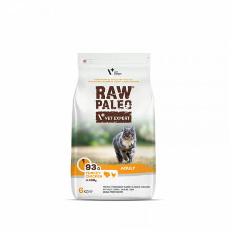 Hrana Uscata Pisici - Hrana uscata pentru pisici adulte, RAW PALEO, carne de curcan si pui, 6 kg