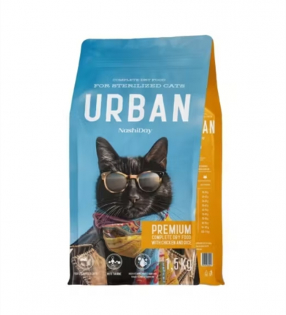 Hrana Uscata Pisici - Hrana Uscata pentru Pisici Sterilizate, NashiDay Premium Urban, Pui si Orez, 1.5 kg