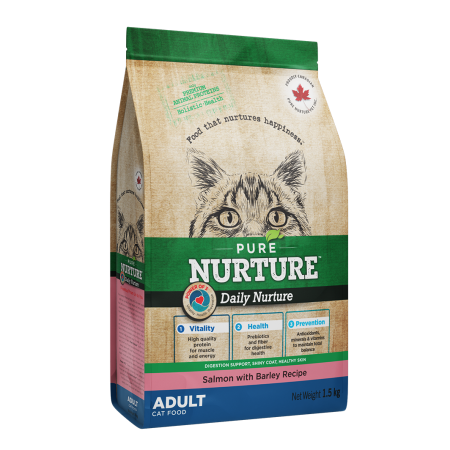 Pisici - Hrana uscata pentru pisici adulte Pure Nurture, cu orz si somon, 1.5kg