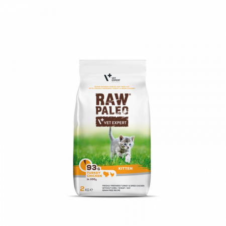 Hrana Uscata Pisici - Hrana uscata pentru pisici kitten, RAW PALEO, carne de curcan si pui, 2kg