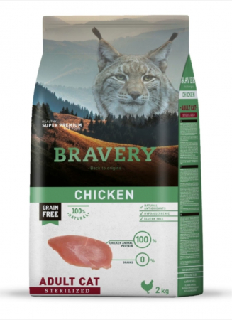 Hrana Uscata Pisici - Hrana Uscata Pisici, Bravery , Adult Sterilised Pui, 2 kg