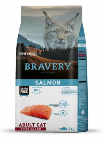 Hrana Uscata Pisici - Hrana Uscata Pisici, Bravery , Adult Sterilised Somon, 7 kg