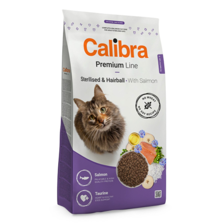 campanie royal saci adult - Hrana uscata pisici, Calibra Cat Premium Line Sterilised & Hairball with Salmon 2 kg