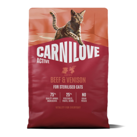 Hrana Uscata Pisici - Hrana uscata pisici, Carnilove Active Cat Dry Beef & Venison Sterilised Adult All Breeds 2 kg