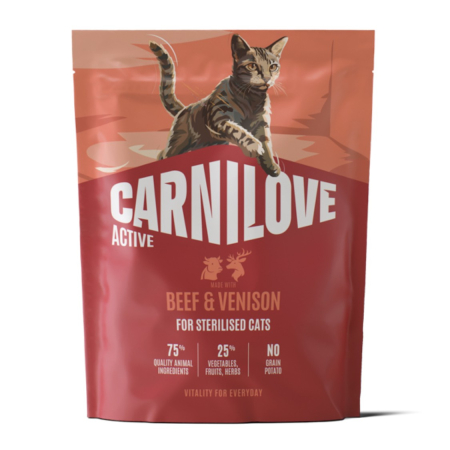 Hrana Uscata Pisici - Hrana uscata pisici, Carnilove Active Cat Dry Beef & Venison Sterilised Adult All Breeds 400 g