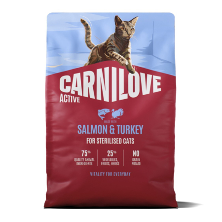 Hrana Uscata Pisici - Carnilove Active Cat Dry Salmon & Turkey Sterilised Adult All Breeds 2 kg