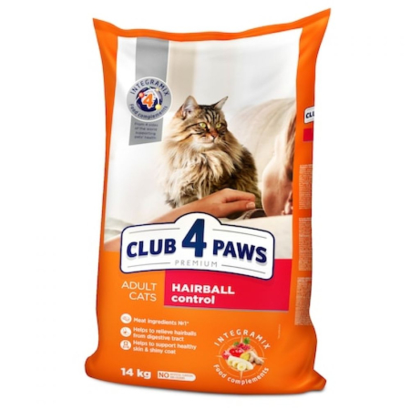 Hrana Uscata Pisici - Hrana uscata  pisici, CLUB 4 PAWS Premium "Hairball control" for adult cats, 14 kg