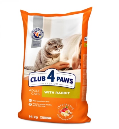 Hrana Uscata Pisici - Hrana uscata pisici, CLUB 4 PAWS Premium "With rabbit" for adult cats, 14 kg