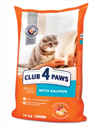 Hrana Uscata Pisici - Hrana uscata  pisici, CLUB 4 PAWS Premium "With Salmon" for adult cats, 14 kg