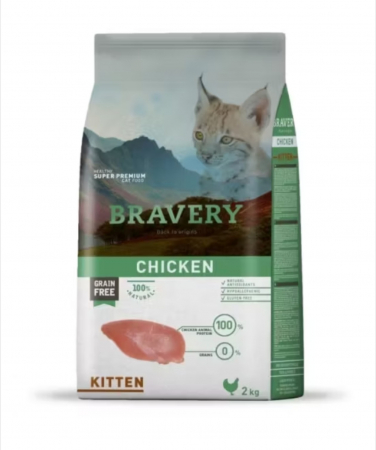 Hrana Uscata Pisici - Hrana Uscata Pisici junior, Bravery Kitten, Pui, 2 kg